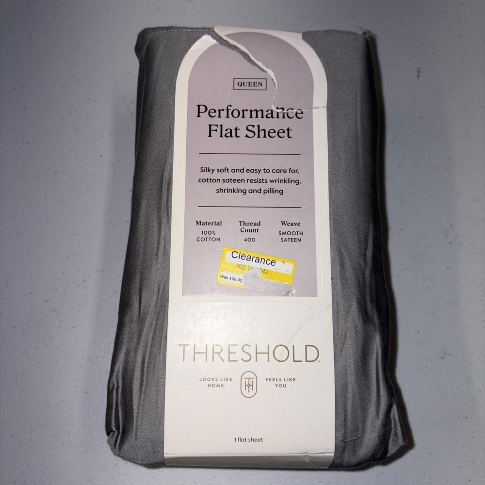 Queen 400 Thread Count Performance Flat Sheet Classic Gray - Threshold: Cotton